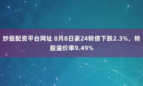 炒股配资平台网址 8月8日豪24转债下跌2.3%,转股溢价率9.49%